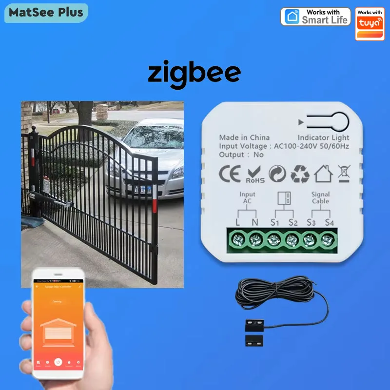 ZigBee Motorized Swing Gate Sliding Gate Controller Dry Contact App Remote Control 110V 240V Work with Alexa Google Home