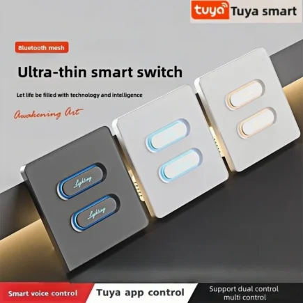 Ultra-Thin Zigbee Smart Switch Night Light Tuya App Voice Control Timed Start Button Text Customizable for Home Automation